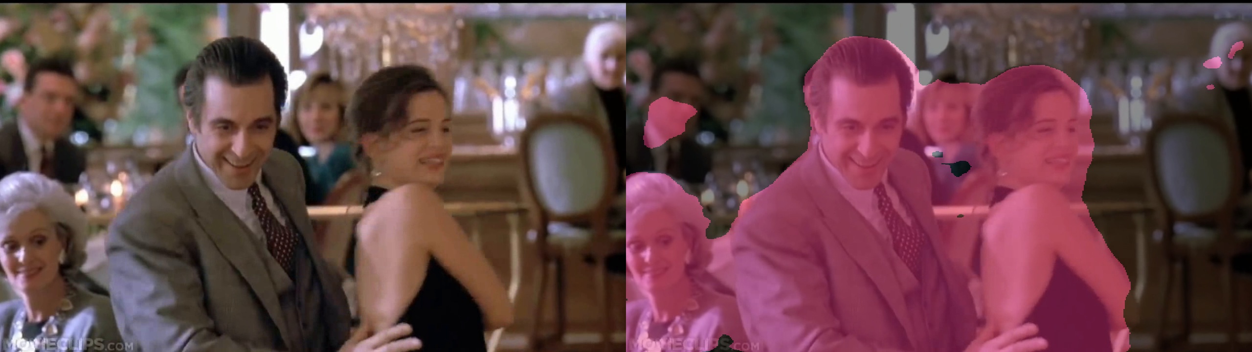 The same scene with foreground people highlighted by class color.